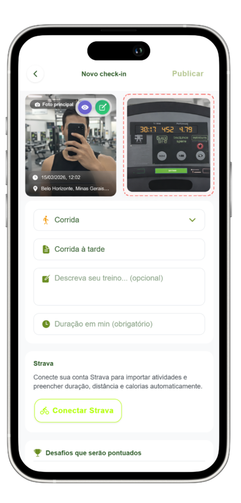 Check-in com foto no app GymCash